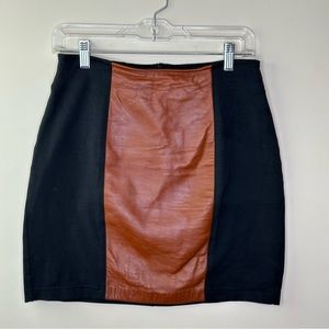 Cache Brown Leather Panel Skirt size XL